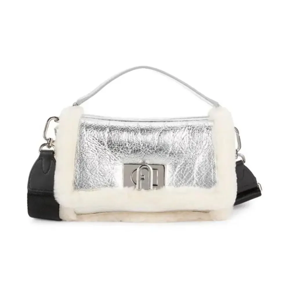 FURLA Women's Faux Fur & Metallic Leather Top Handle Bag - NWT